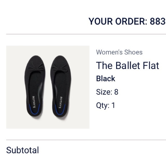 Rothy’s Ballet Flat Black Size 8 with bow - Picture 5 of 5